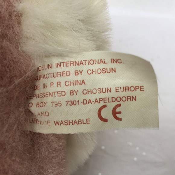 Vintage Chosun Intenational Pink White Bunny Plush Stuffed Animal 7" Floppy Ears - Picture 10 of 12